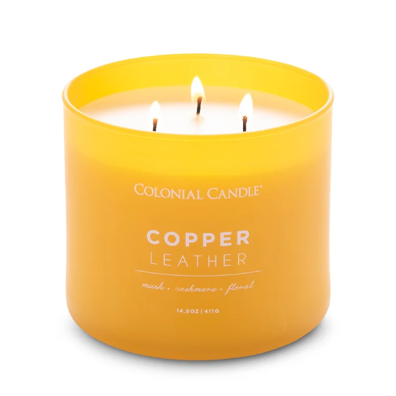 Copper Leather Candle, Pop of Color Collection, 14.5 oz