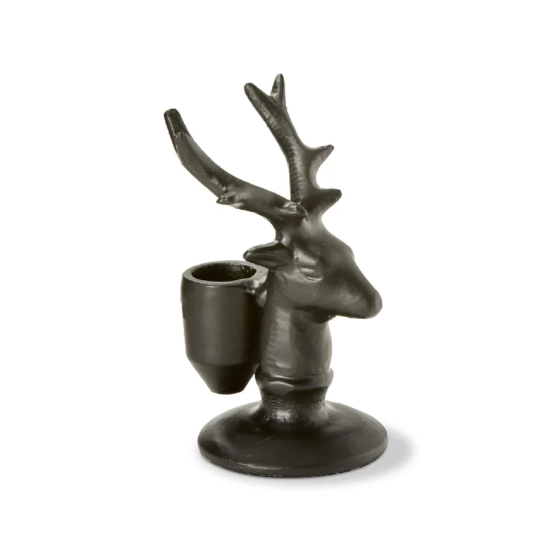 Black Reindeer Taper Candle Holder