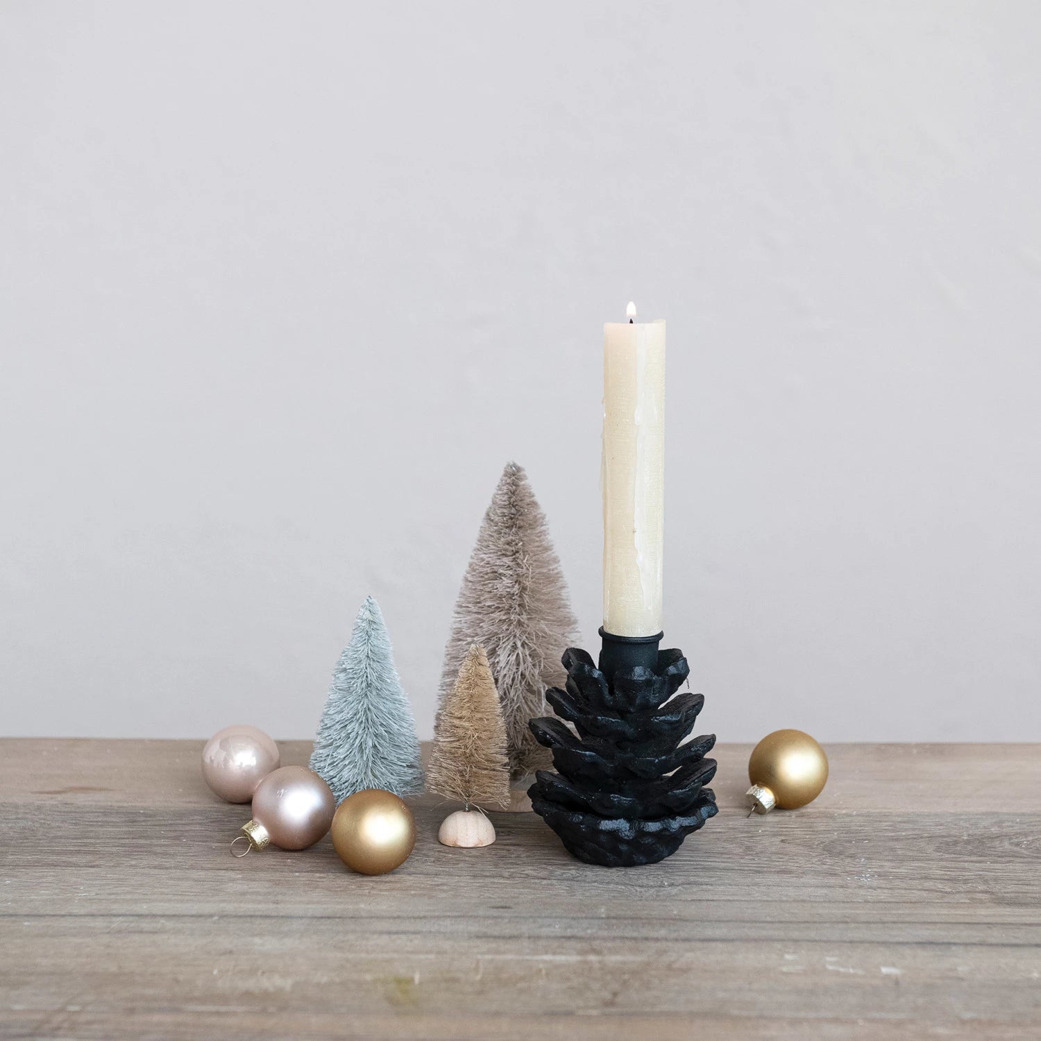 Cast Iron Pinecone Taper Candle Holder