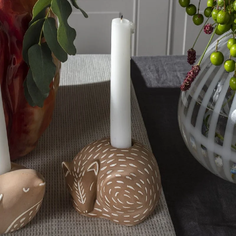 Ceramic Fox Taper Candle Holder