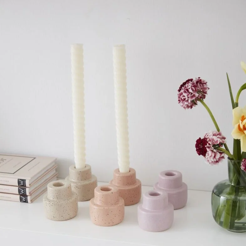 Ceramic Piedra Taper Candle Holder