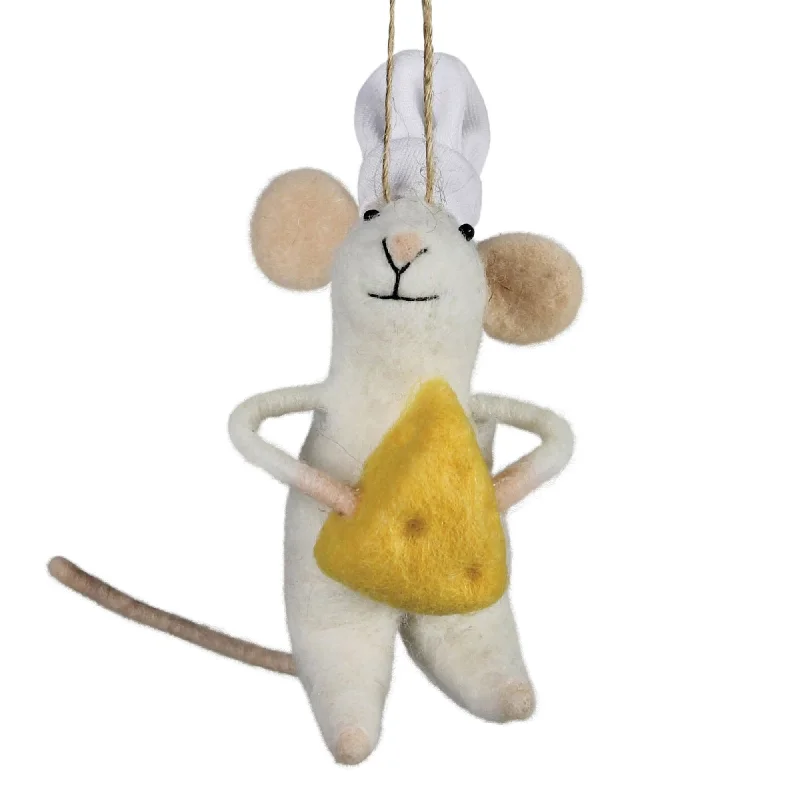 Felt Mouse With Cheese Ornament