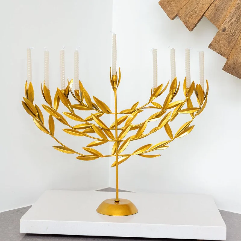 Golden Leaves Menorah