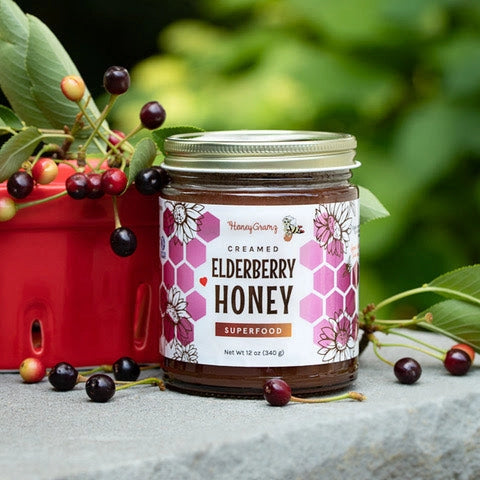 Honey Gramz Creamed Elderberry Honey - 6 ounces