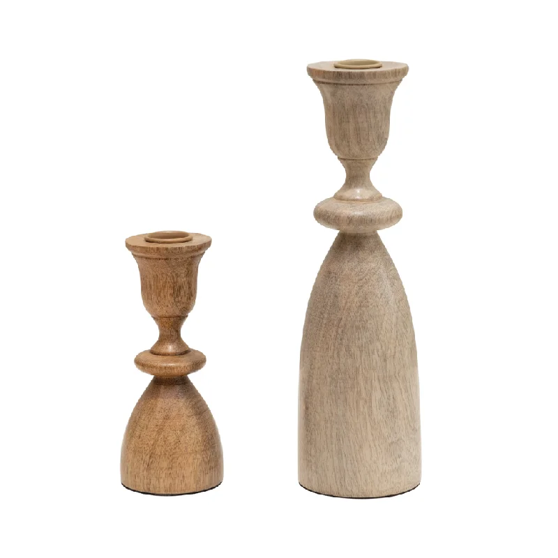 Mango Wood Taper Candle Holders