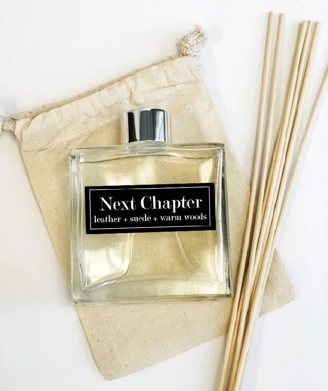 Next Chapter 7oz Reed Diffuser Set - Leather + Suede + Old Books