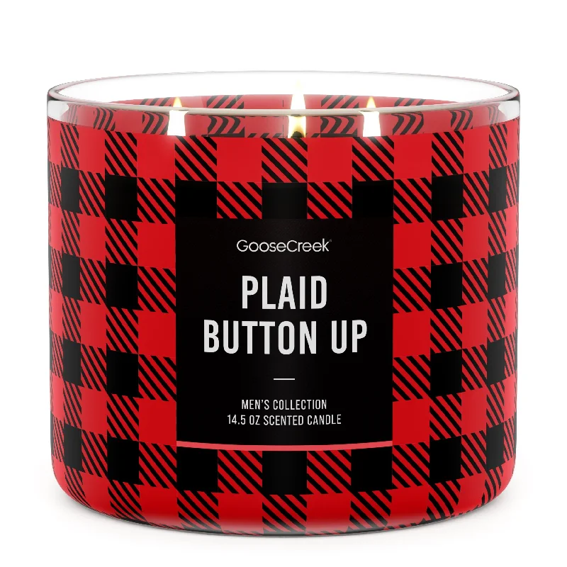 Plaid Button-up 3-Wick Candle