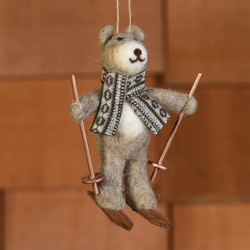 Skiing Felt Bear Ornament