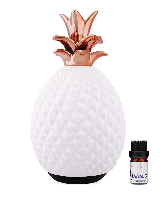 Ceramic Pineapple Essential Oils Diffuser, 120ml, with 5ml Bottle of Lavender