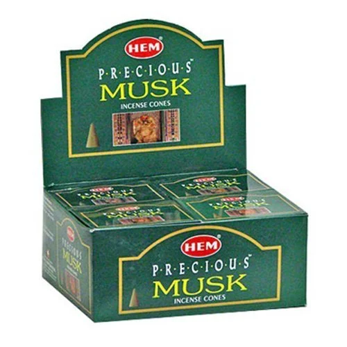 Hem Precious Musk Cones Incense - 4 Packs, 10 Cones per Pack