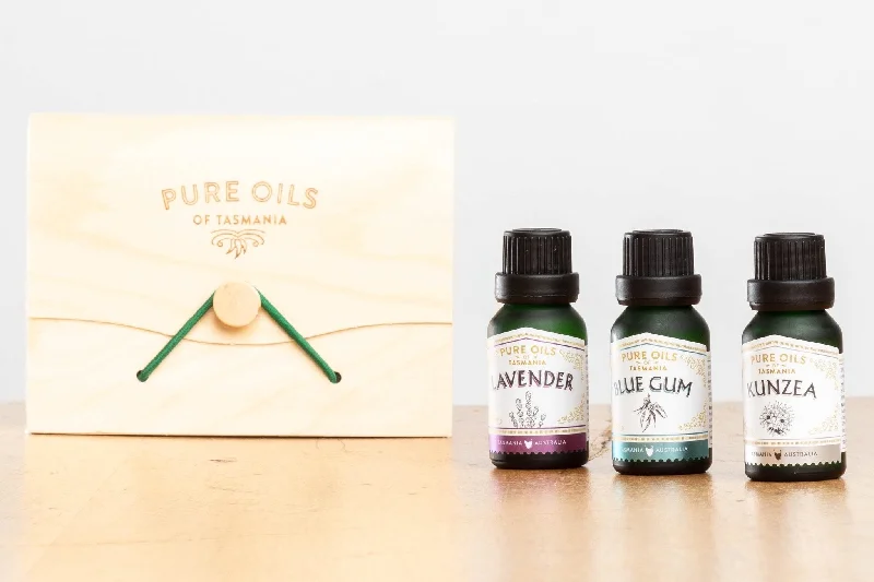 Triple Oil Set in Bamboo Gift Box - 45 (ml) - Choose Your Favourite Oils