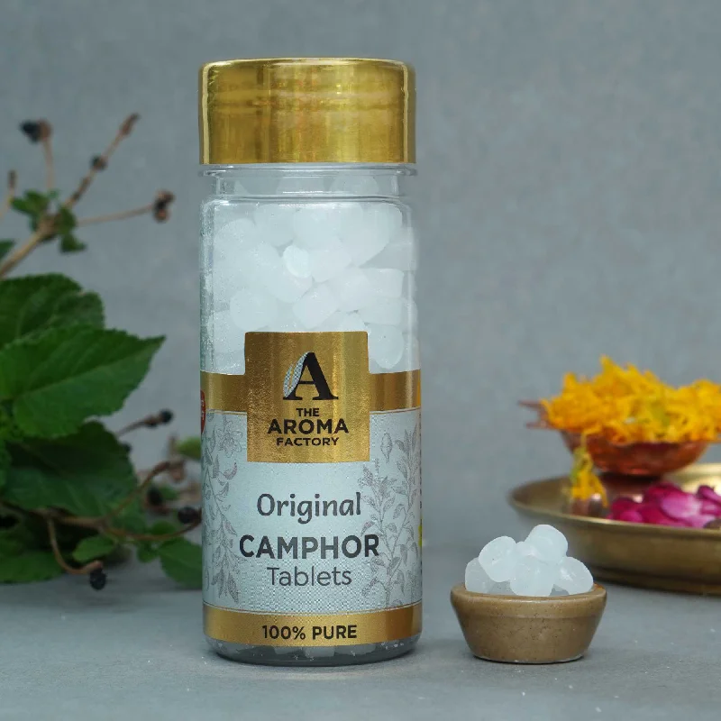 The Aroma Factory Pure Camphor Tablets, Original, Zero Residue Kapoor with Fragrance for Pooja, Aarti Kapur | Bottle Pack of 1 x 80gm