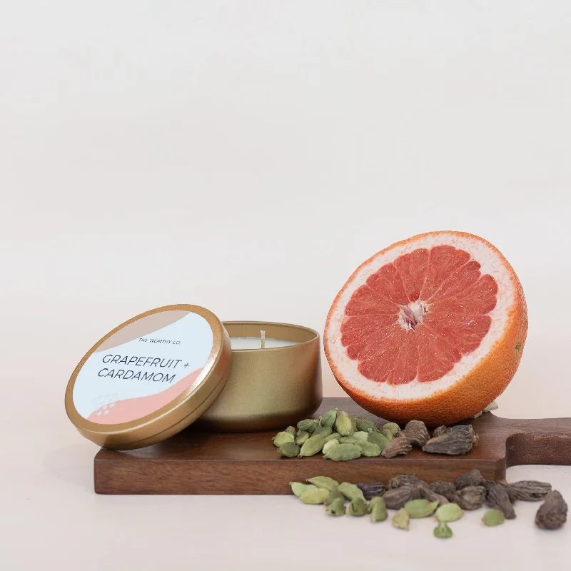 Tin Candle: Grapefruit + Cardamom