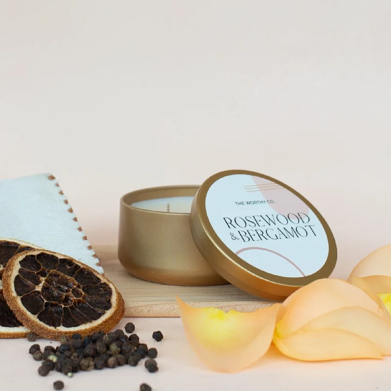 Tin Candle: Rosewood + Bergamot