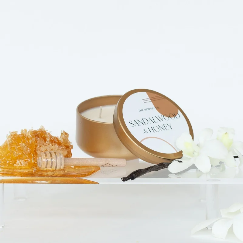 Tin Candle: Sandalwood + Honey