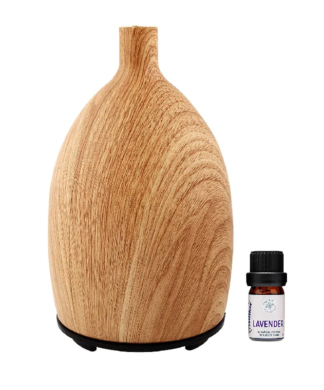 Woodgrain Silica Essential Oils Diffuser, 60ml, with 5ml Bottle of Lavender